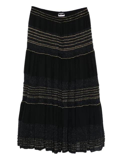 CHANEL Pre-Owned 2001 striped tiered skirt Black CH1500ZA