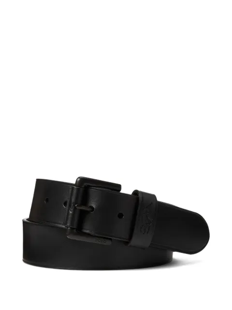 Polo Ralph Lauren embossed-logo leather belt Black 405898668001
