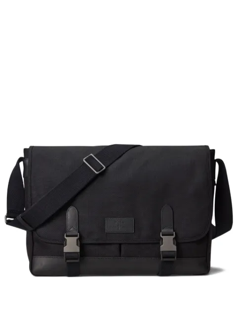 Polo Ralph Lauren leather-trimmed messenger bag Black 405978052001