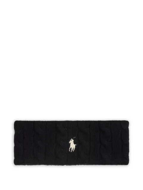 Polo Ralph Lauren cable-knit embroidered head band Black 455981426001