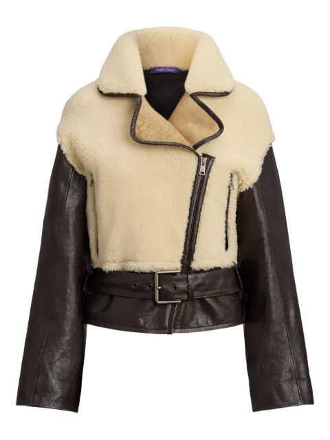 Ralph Lauren Collection shearling leather belted jacket Neutrals 290P06123001