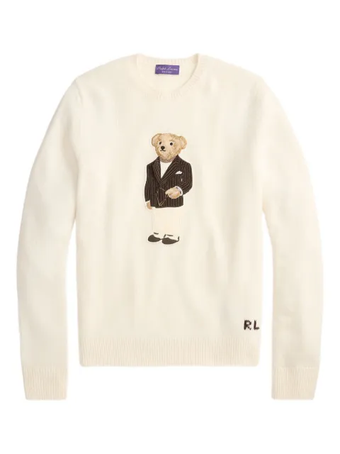 Ralph Lauren Purple Label signature Teddy Bear motif crew-neck sweater Neutrals 790P02096001
