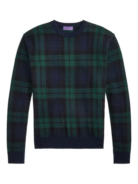 Ralph Lauren Purple Label plaid-pattern crew-neck sweater Green 790P02300001