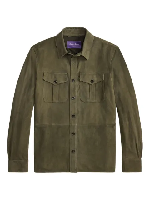 Ralph Lauren Purple Label button-fastening suede shirt jacket Green 790654923039