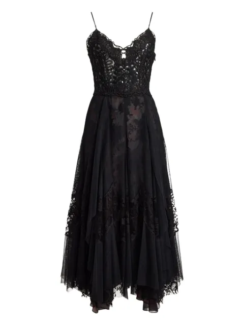 Ralph Lauren Collection lace-embellished tiered maxi dress Black 290P06131001