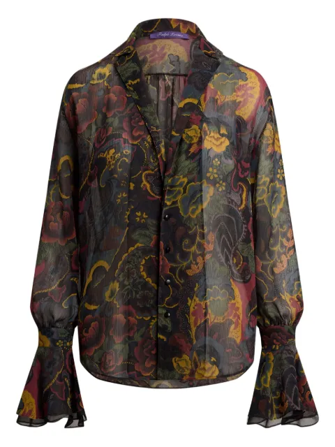Ralph Lauren Collection floral-print bell-sleeve silk blouse 290P06743001