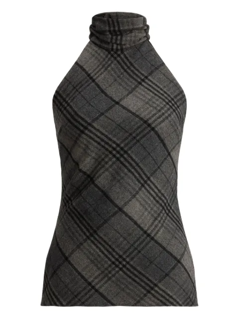 Ralph Lauren Collection turtleneck check-pattern top Grey 290P05244001