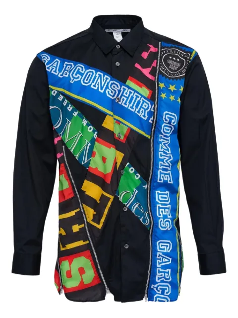 Comme Des Garçons Shirt letter-print zip-embellished shirt Black FPB011051
