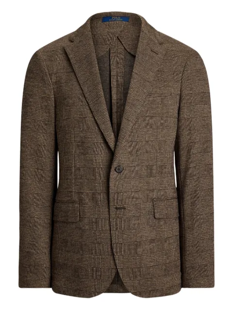 Polo Ralph Lauren checke-pattern single-breasted blazer Brown 715980060001
