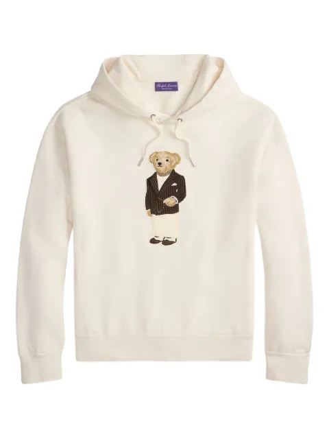 Ralph Lauren Purple Label bear-embroidered hoodie Neutrals 790982222001