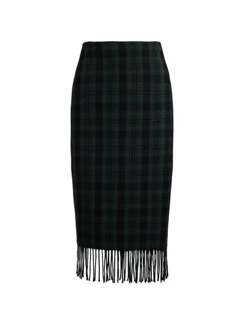 Polo Ralph Lauren fringed check midi skirt Green 211A99725001