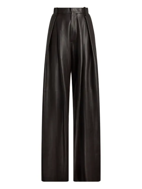 Ralph Lauren Collection pleated leather trousers Brown 290P06734001