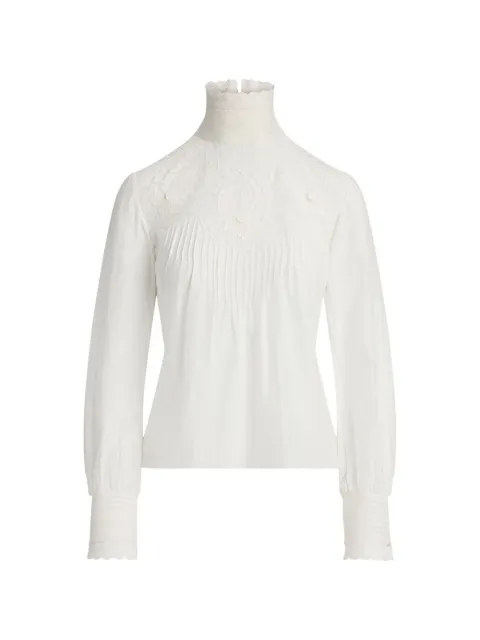 Ralph Lauren Collection lace-embellished pleated blouse White 290P06769001