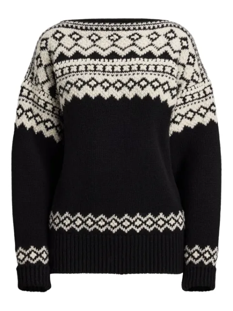 Ralph Lauren Collection geometric-pattern crew-neck sweater Black 290P03541001