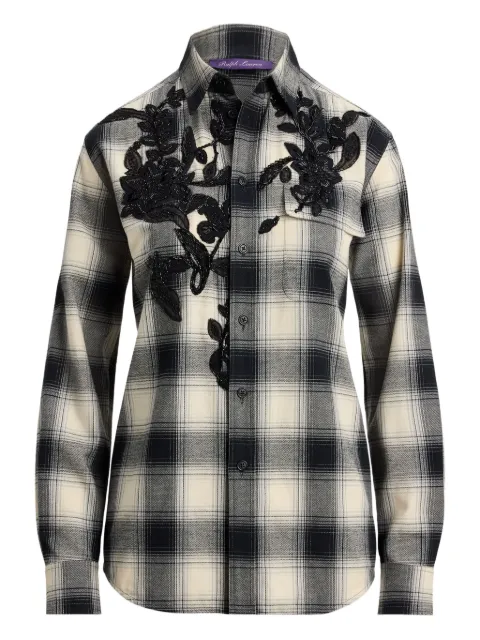 Ralph Lauren Collection checked beaded-embroidery shirt Black 290P06129001
