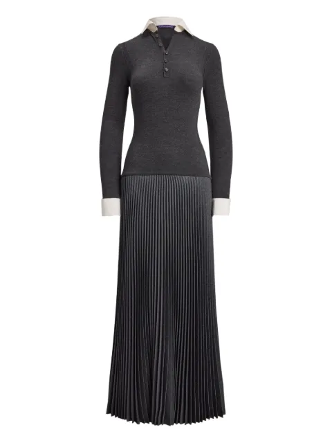 Ralph Lauren Collection panelled pleated polo dress Grey 290P06755001