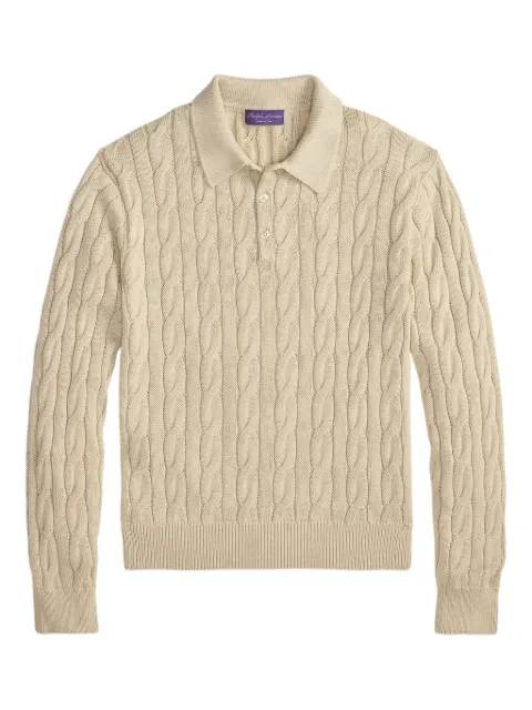 Ralph Lauren Purple Label cable-knit polo sweater Neutrals 790P03428001
