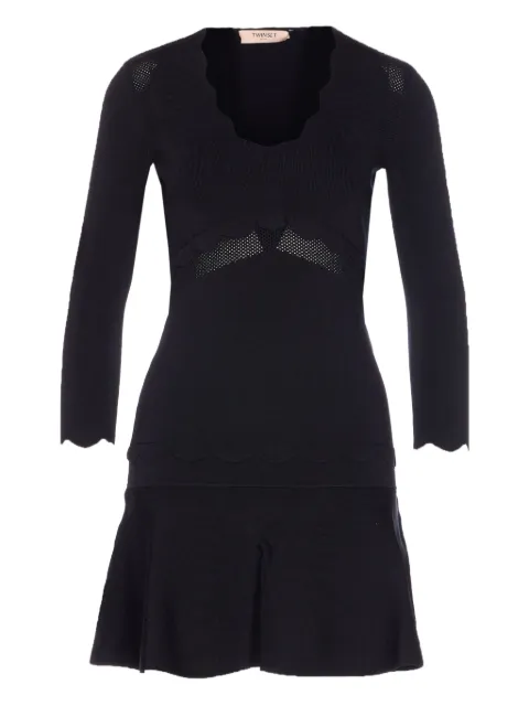 TWINSET scalloped-hem V-neck dress Black 252TP3041