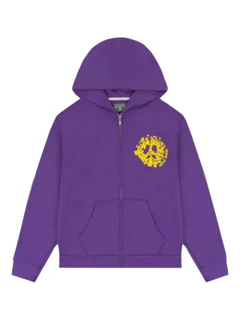 Denim Tears University peace-sign zip-up hoodie Purple DT198