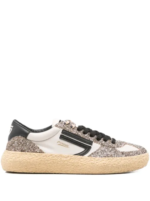 Puraai glitter-panel sneakers White PU101V036
