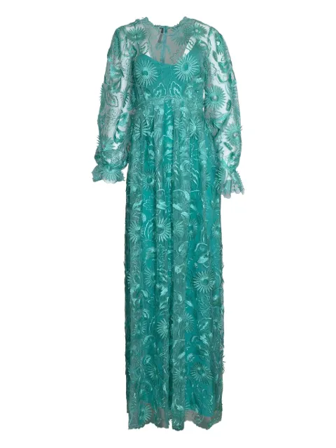Alberta Ferretti embroidered tulle maxi dress Green 0432A0382