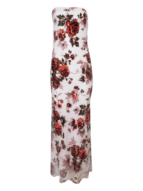 Rodarte floral-print strapless gown White PS2533AWHT