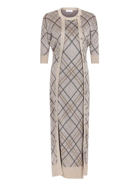 Rabanne checked cardigan dress Neutrals 25PMRO070ML0311V904