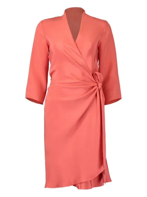 Peter Cohen tied-front wrap dress Orange 3832PAMPELMOUSSE