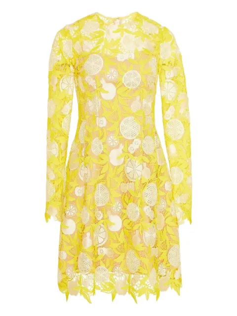 Lela Rose Holly fruit-motif lace mini dress Yellow S239911