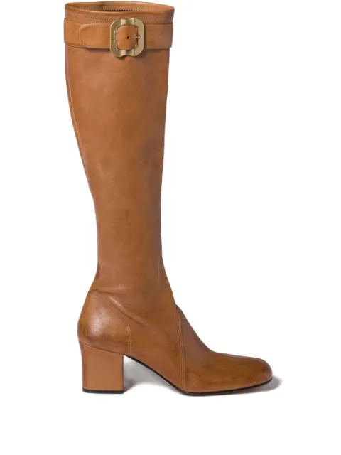 Miu Miu nappa leather boots with buckle Brown 5W548EFA065038