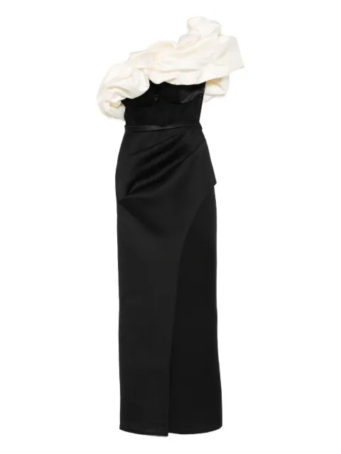 AAVVA pearl-embellished draped dress Black AV1205