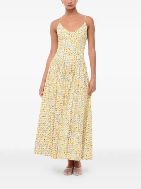 STAUD Dena floral-print midi dress Yellow R25P2281SPOTVG
