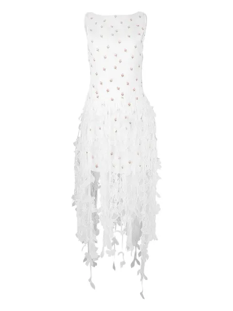 Giambattista Valli floral-applique midi dress White 25SSSVFP502791GDM
