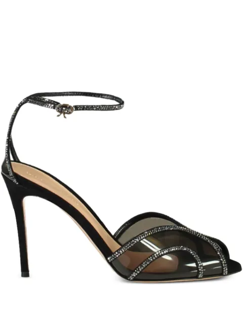 Gianvito Rossi 95mm Isabel crystal-embellishment sandals Black G6176395RICCGSBLFU