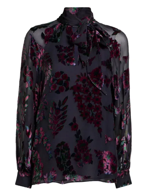 ETRO velvet floral print blouse Blue WRJA009199SADG2