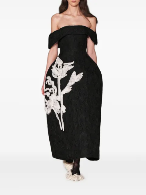 ERDEM off-shoulder floral-embellished dress Black AW25D14180031000BLACK