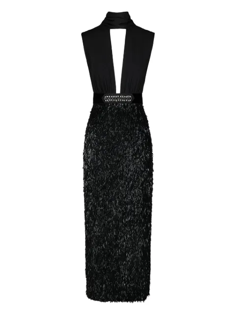 Johanna Ortiz Her Vibe embellished keyhole-neck maxi dress Black PT03276BLACK