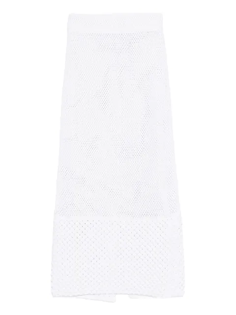 Brandon Maxwell net stitch pearl trim skirt White KN443PS26