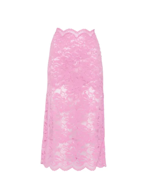 Rabanne lace pencil midi skirt Pink 26PJJU598PA0170