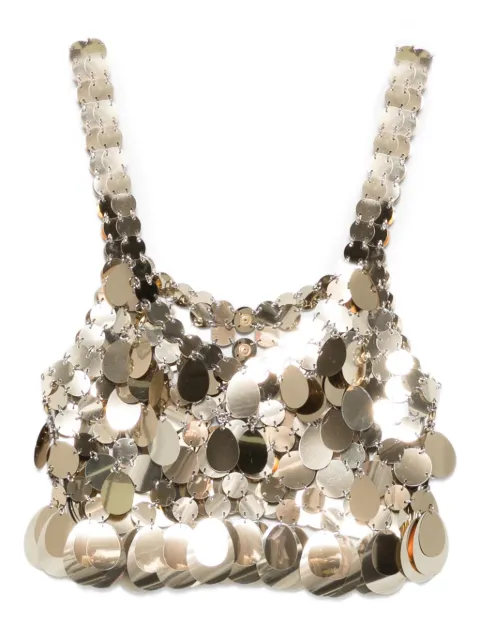 Rabanne disc-embellished cropped top Gold 26PITO223PS0129