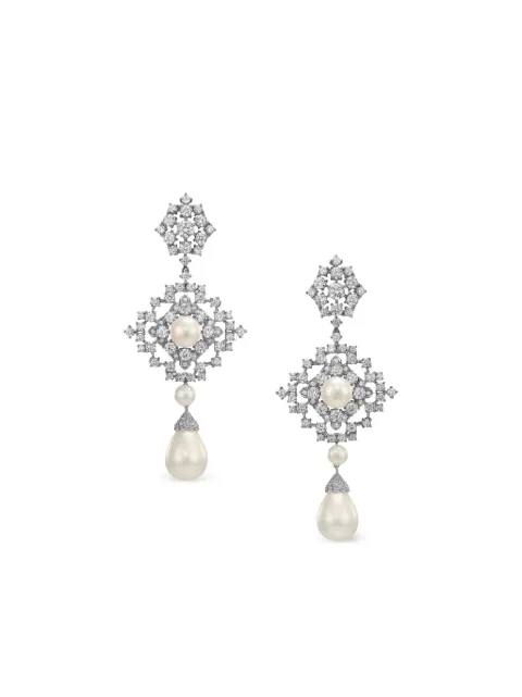 Anabela Chan 14K white gold and rhodium vermeil Pixelise pearl and diamond earrings White ACMS01ESWGWP