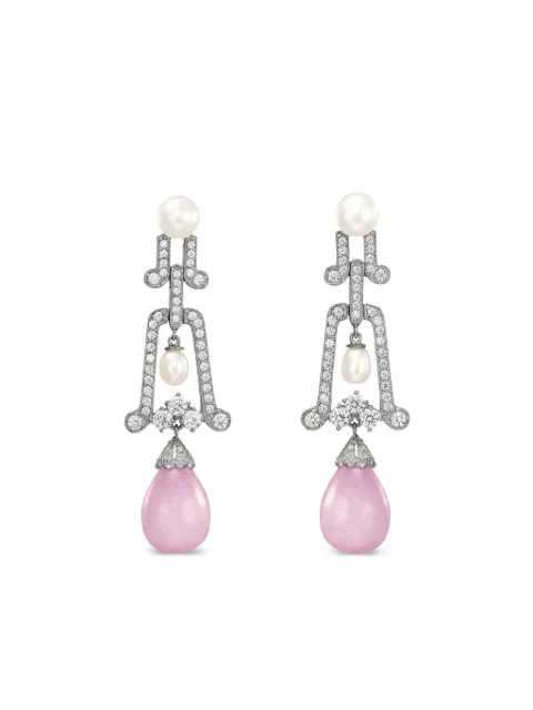 Anabela Chan 14K white gold and rhodium vermeil Moderne multi-stone drop earrings Purple ACMS03ESWGLK