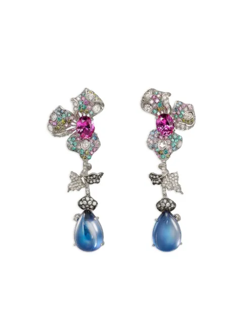 Anabela Chan 14K white gold and rhodium vermeil Orchid multi-stone earrings Blue ACFD16ESYGKS