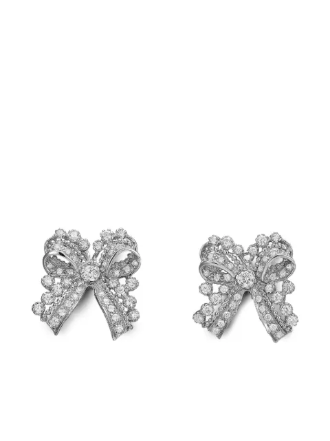Anabela Chan 14K white gold and rhodium vermeil Dentelle Bow diamond earrings White ACMS06ESWGWD