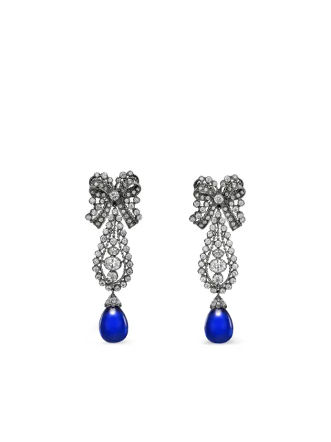 Anabela Chan 14K white gold and rhodium vermeil Dentelle Bow sapphire and diamond earrings Silver ACMS05ESWGRS