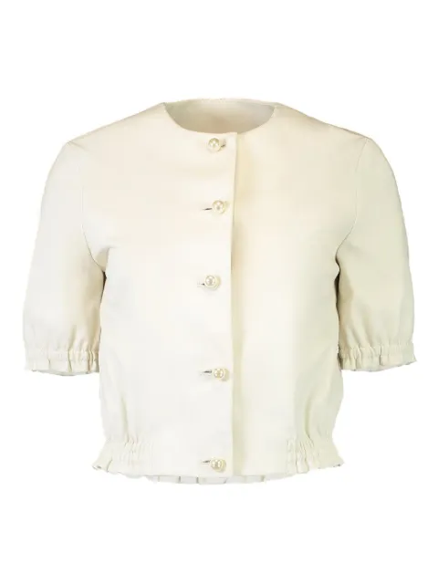 Susan Bender pearl-button leather jacket Neutrals SB70303
