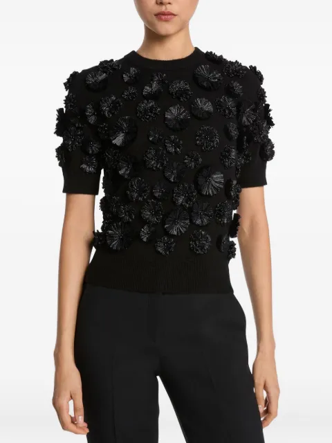 Michael Kors Collection floral-embroidered shell top Black GKA1210003001