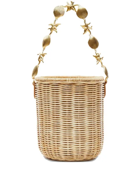 Poolside Island shell-embellished bucket bag Neutrals PSISLB001