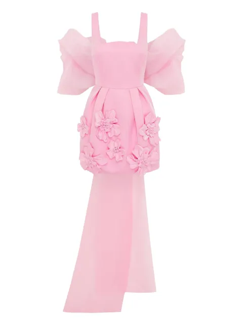 Leo Lin floral-applique bow dress Pink LLFW250062SET