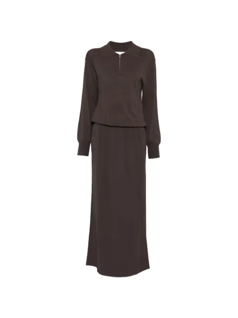 Brandon Maxwell Sabine quarter-zip maxi dress Brown KN431PS26B